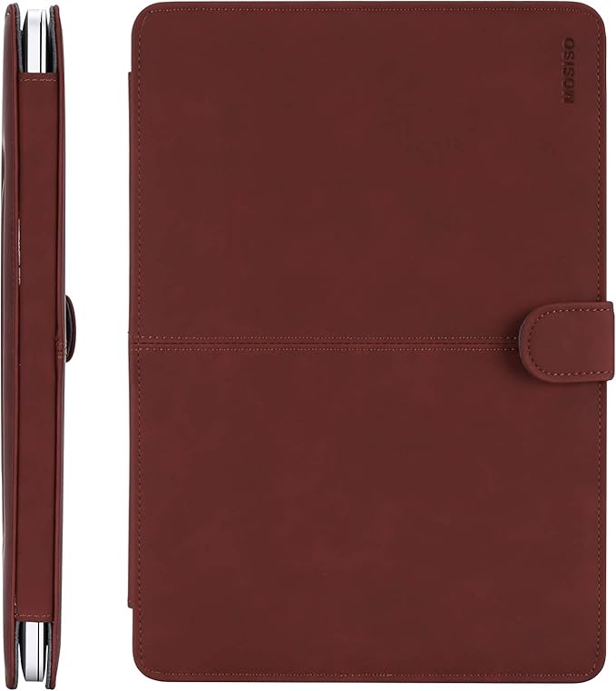 MOSISO Case Compatible with MacBook Air 13.6 inch M4 M3 M2 2025-2022 /Air 13 M1 2022-2018 /Pro 13 inch M2 M1 2025-2016, PU Leather Portfolio Protective Stand Cover, Claret Red