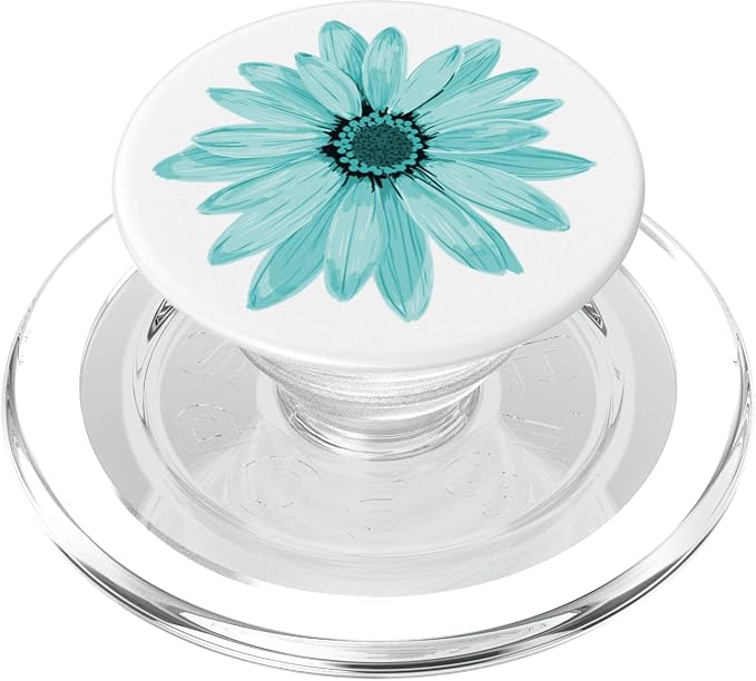Floral Cell Phone Holder Pop Up Phone Grip White Teal Flower PopSockets Adhesive PopGrip