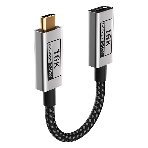 Long USB C Extension Cable 10FT Compatible with Thunderbolt 540Gbps Data &amp 240W Charging 8K@120Hz Video for Display Type C Male to Female Extender for Thunderbolt 4/3 /SSD/USB Hub/Dock