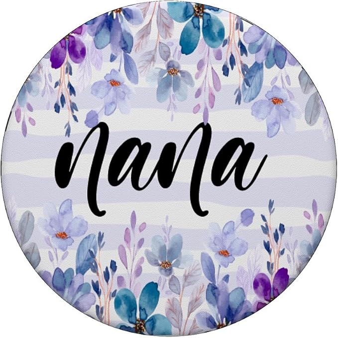 Nana Withe Blue Purple Flower For Women Grandma PopSockets Adhesive PopGrip