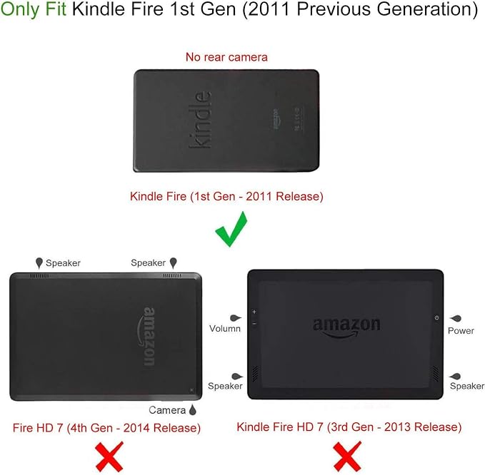Fintie Folio Case for Kindle Fire 7 1st Gen 2011 Black | Slim Fit PU Leather Foldable Viewing Stand Cover with Stylus Holder and Magnetic Closure