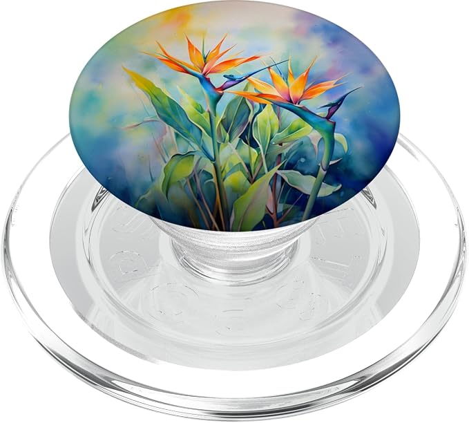 Bird of Paradise Flower Watercolor PopSockets Adhesive PopGrip