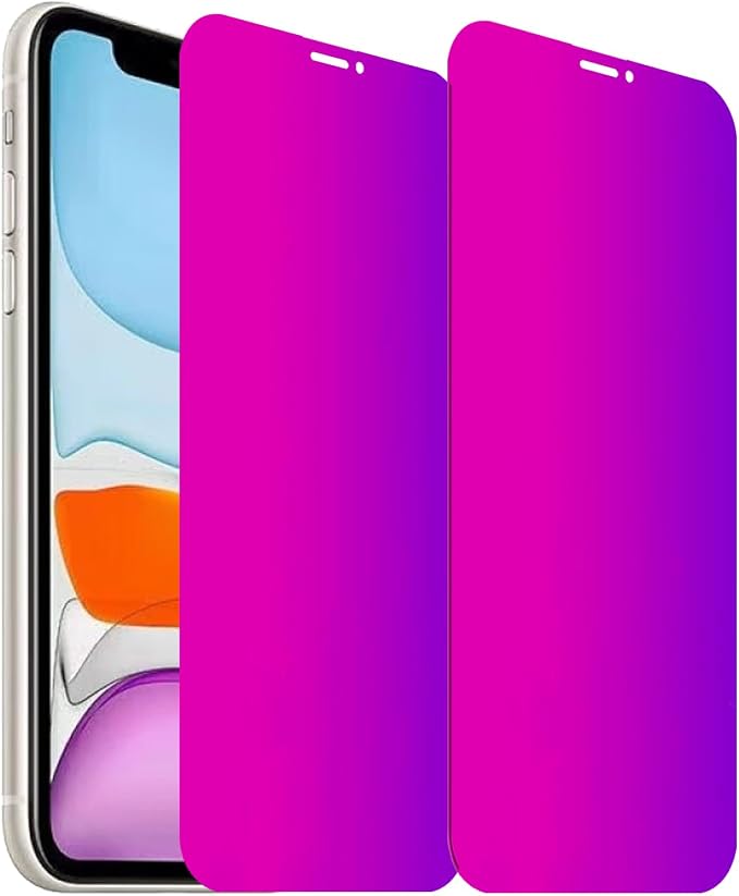 2 Pack Anti-Blue Privacy Tempered Glass for iPhone 11 / iPhone XR Anti-Spy Screen Protector Film Electroplated Gradient Colorful 6.1 inch