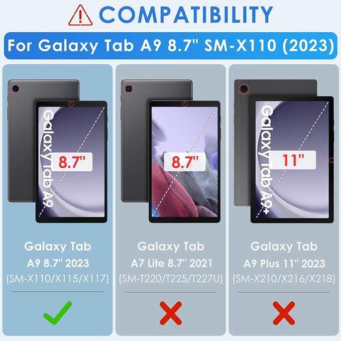 DETUOSI Case for Samsung Galaxy Tab A9 8.7 2023 Tablet (SM-X110/X115/X117) with Shoulder Strap3-Layers Hybrid Heavy Duty Full-Body Shockproof4-Angles Viewing Protective Cover