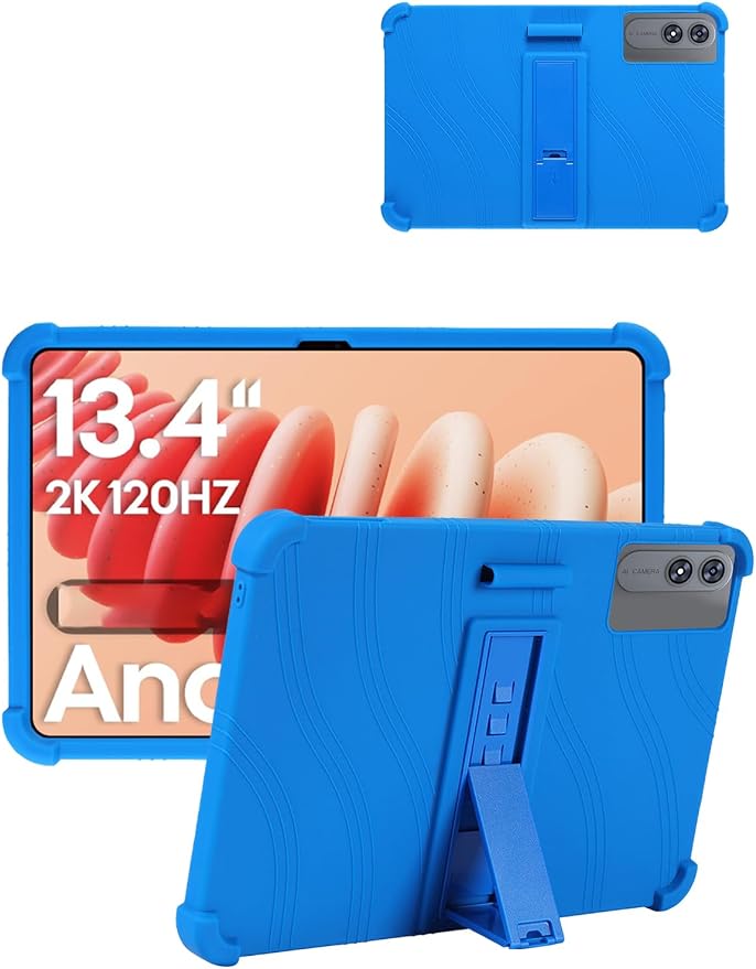for TABWEE T60 Pro (13.4 Inch) Android 16 Tablet Protective case Shockproof Lightweight Silicone Protective Cover with Stand Child-Friendly Protection Easy to Clean Design Black.