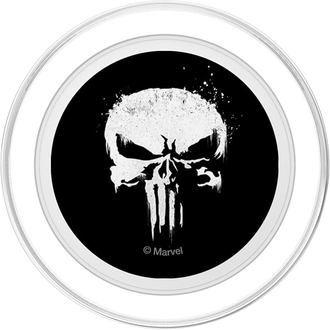 Marvel The Punisher White Ink Splatter Skull Logo PopSockets Adhesive PopGrip