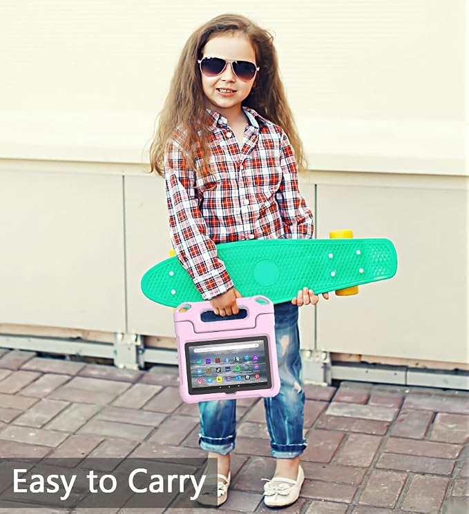 Kids Case for Amazon Fire 7 Tablet Case (12th Generation 2022)Blue | Lainergie Lightweight Easy to Carry Shockproof Kids Friendly Durable Hight Quality EVA Material Cover with Handle Stand