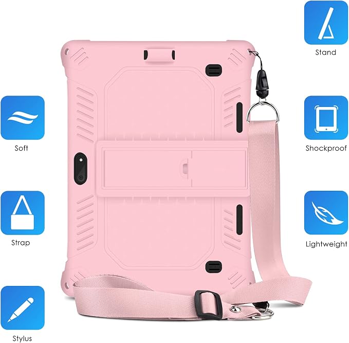 DETUOSI Case for YELLYOUTH 10.1 Tablet Soft Silicone Lightweight Case Compatible with Dragon Touch Notepad K10 ZONKO 10.1 Beyond Tab 10.1 with Stylus Pen and Shoulder Strap Black