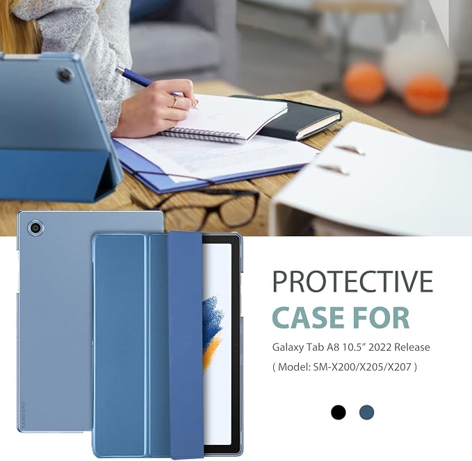 ProCase Smart Case for Galaxy Tab A8 10.5 Slim Stand Hard Back Shell Protective Smart Cover Case for Galaxy Tab A8 10.5 Inch 2022 SM-X200 X205 X207 -Black