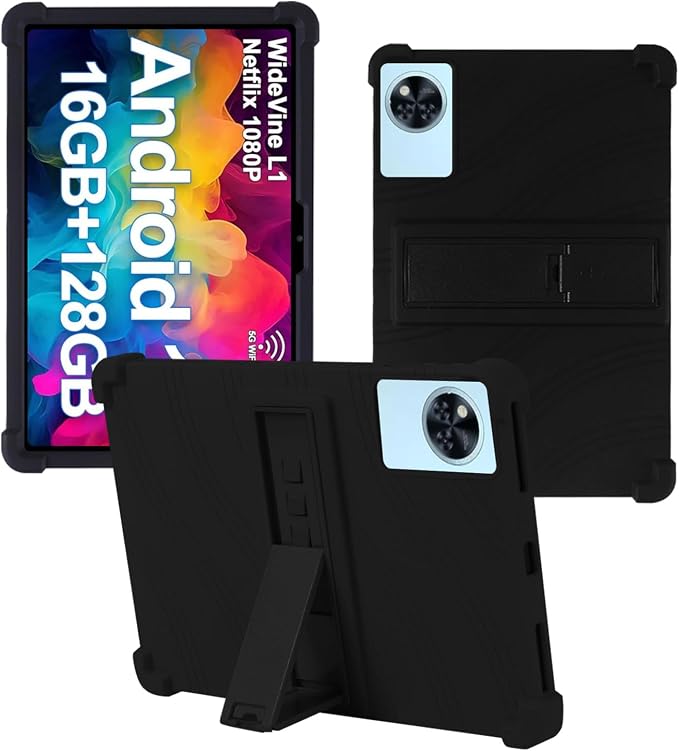 Case for Raemond M70 /Doogee U11 Tablets 11 Inch Tablet 2025- Soft Silicone Shock Proof Lightweight Stand Rubber Shell Protective CoverKids Friendly Soft Silicone Adjustable Stand CoverBlack
