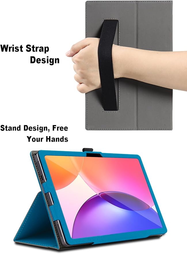 Case for TCL Tab A1 Plus 12.2 inch TCL Tab A1 Plus Tablet Case Folding Stand Protective Cover with Pencil Holder and Wrist Strap Full Protection. (Black)