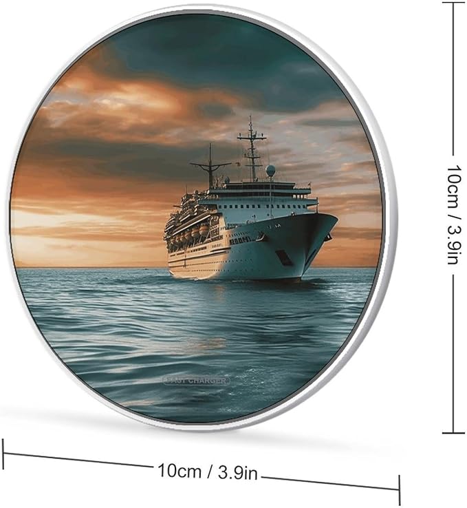 Cruise Ship Wireless Charger Fast Charging Pad | Anti-Slip Qi Certified Wireless Charging Pad for All Phones with Wireless Charging Function for Home Office Travel