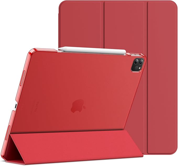 JETech Case Cover for iPad Pro 12.9 6th/5th Gen (2022/2021) Black | Slim Translucent Back Design Tri-Fold Stand Auto Wake/Sleep Lightweight Shockproof Protection