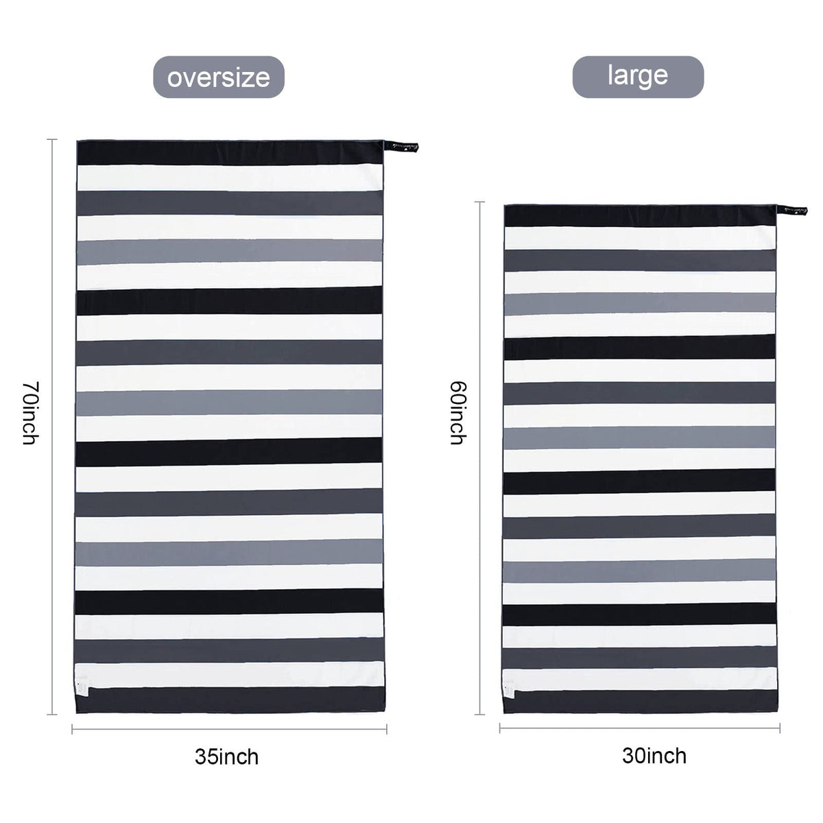 Exclusivo Mezcla Microfiber Quick Dry Beach Towel, Oversized Lightweight Sandfree Pool Towel for Swimming Camping Travel with Bag (Black, 35x70 Inches)
