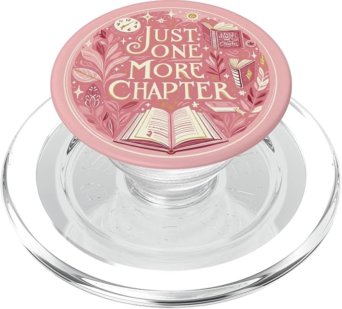 Just One More Chapter Bookish Reading Pink Book Lover PopSockets Adhesive PopGrip
