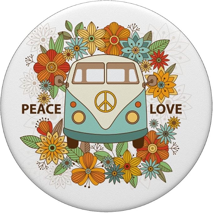 Peace and love - Hippie PopSockets PopGrip: Swappable Grip for Phones &amp Tablets PopSockets Adhesive PopGrip