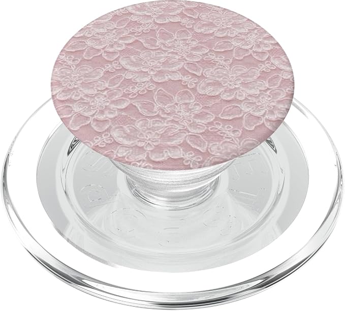 Pink White Floral Lace Pattern PopSockets PopWallet for MagSafe