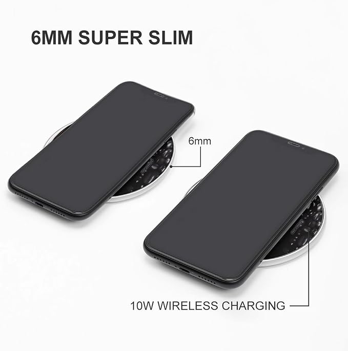 Purple Flower with Black Stone Wireless Charger 10W Fast Charging Pad Anti-Slip Qi Certified Wireless Charging Pad Charging Station Portable Phone Charger for All Wireless Charging Smartphone