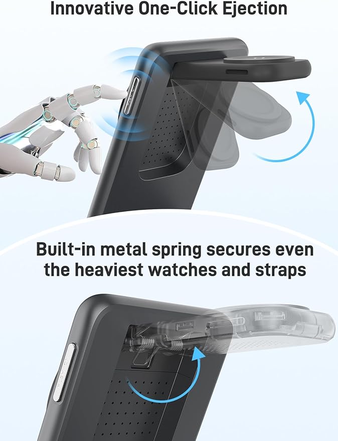 Magnetic Wireless Charger for Samsung, 3 in 1 Foldable MagSafe Charging Station for Galaxy S25 Ultra/S24/Z Fold7/Flip7/Buds, One-Click Ejection Charger Only for Samsung Galaxy Watch 8/Ultra/7