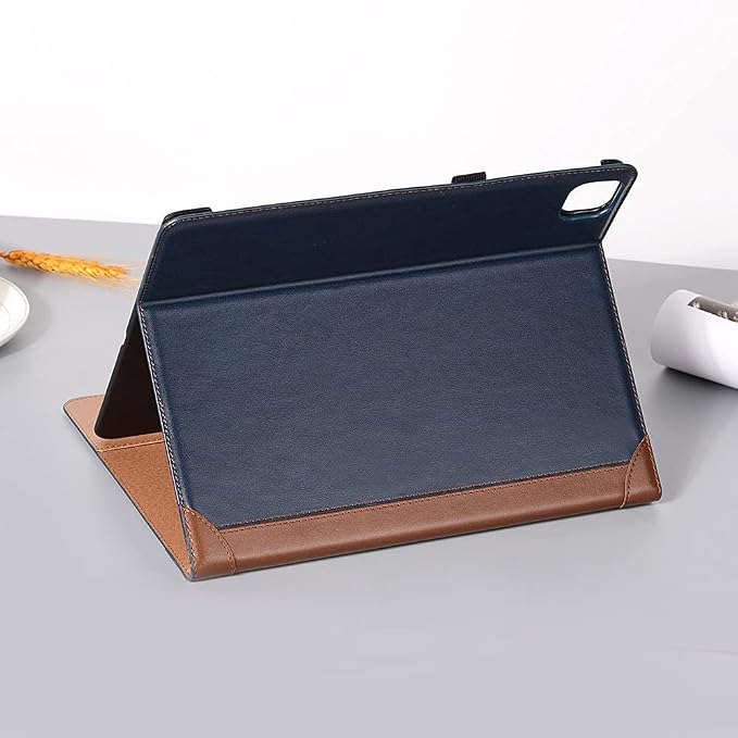 iPad Pro 13'' (M5 2025) (M4 2024) Case DMaos Vintage Book Synthetic Leather Stand Folio Smart Cover Auto Sleep/Wake Business Document Card Holder - Black