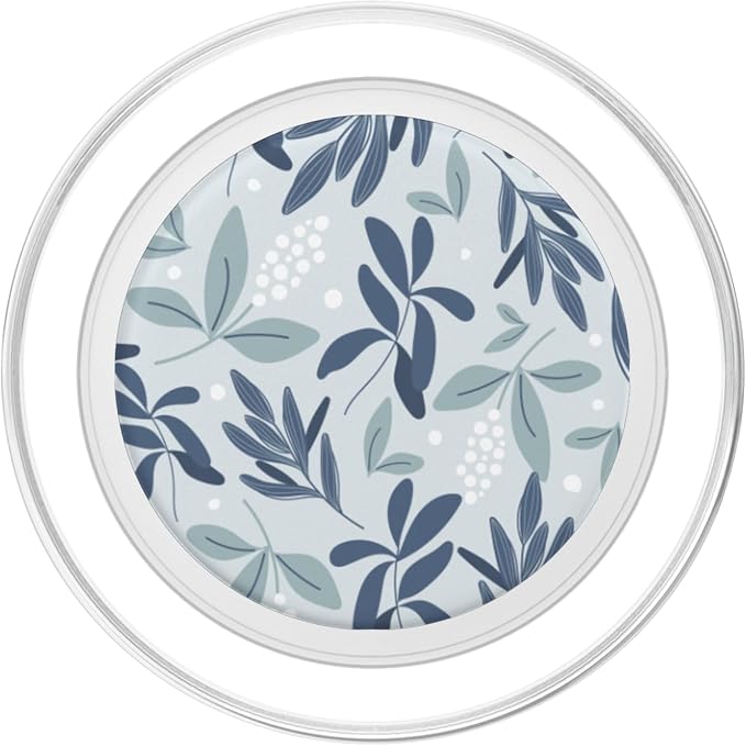 Blue Botanical Foliage &amp White Berry Floral Bud Pattern PopSockets Adhesive PopGrip
