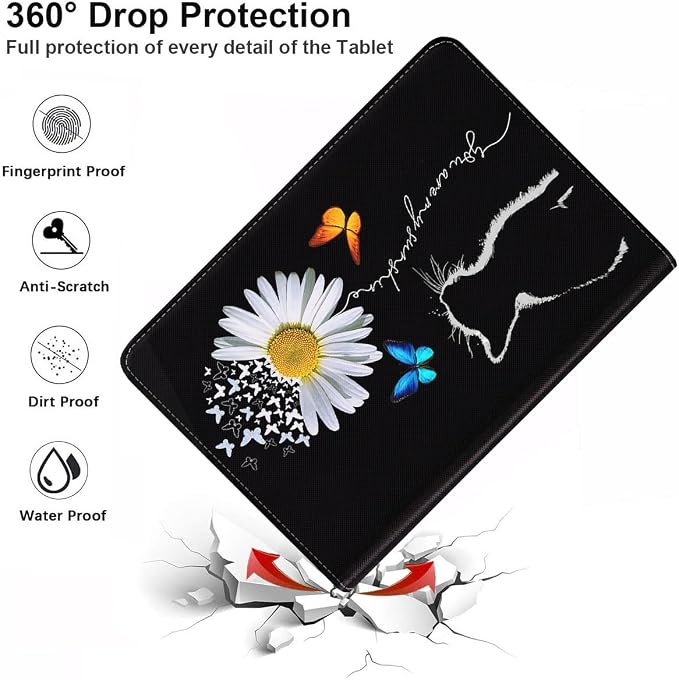 Case for Samsung Galaxy Tab S10 Lite/ S10 FE/ S9 FE 5G 10.9 Inch/ S9 11 Inch - Slim PU Leather Folding Stand Folio Cover with Auto Sleep/Wake American Flag &amp Bullets