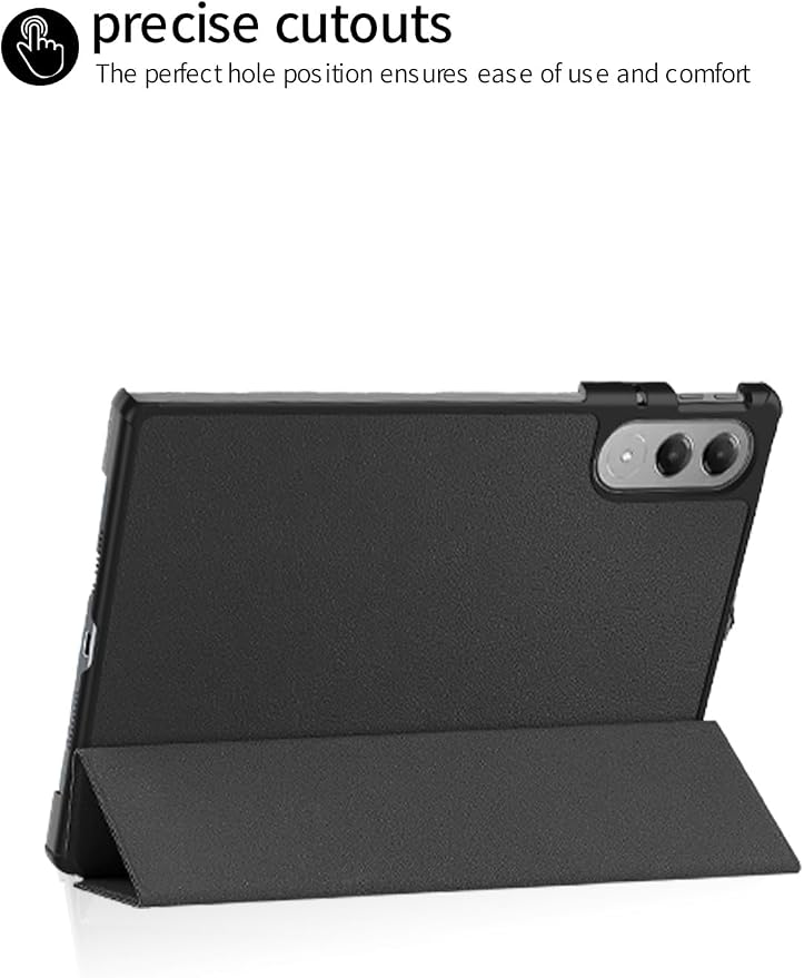 for Lenovo Yoga Tab(TB710FU) 2025 Android 11.1 Inch Tablet CaseBOVUGAC Tri-fold Tablet Case Cover for Yoga Tab 11.1Full Protection Premium PU Scratch Resistant.(Black)