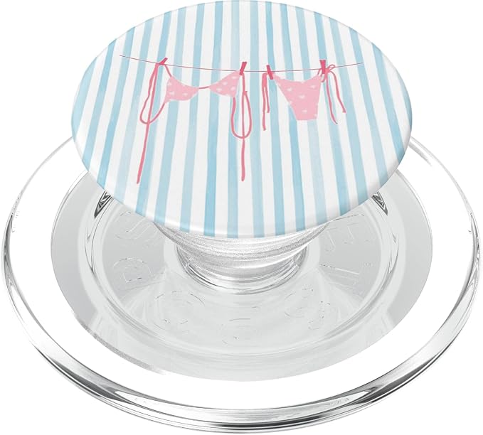 Bikini Summer Holiday Beach Girly Pink Swimsuit Stripped PopSockets PopWallet for MagSafe