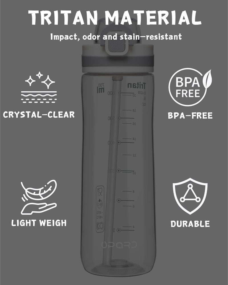 Opard Peak Water Bottle with Straw Cap, BPA-Free, Leak Proof Flip Top Bottle