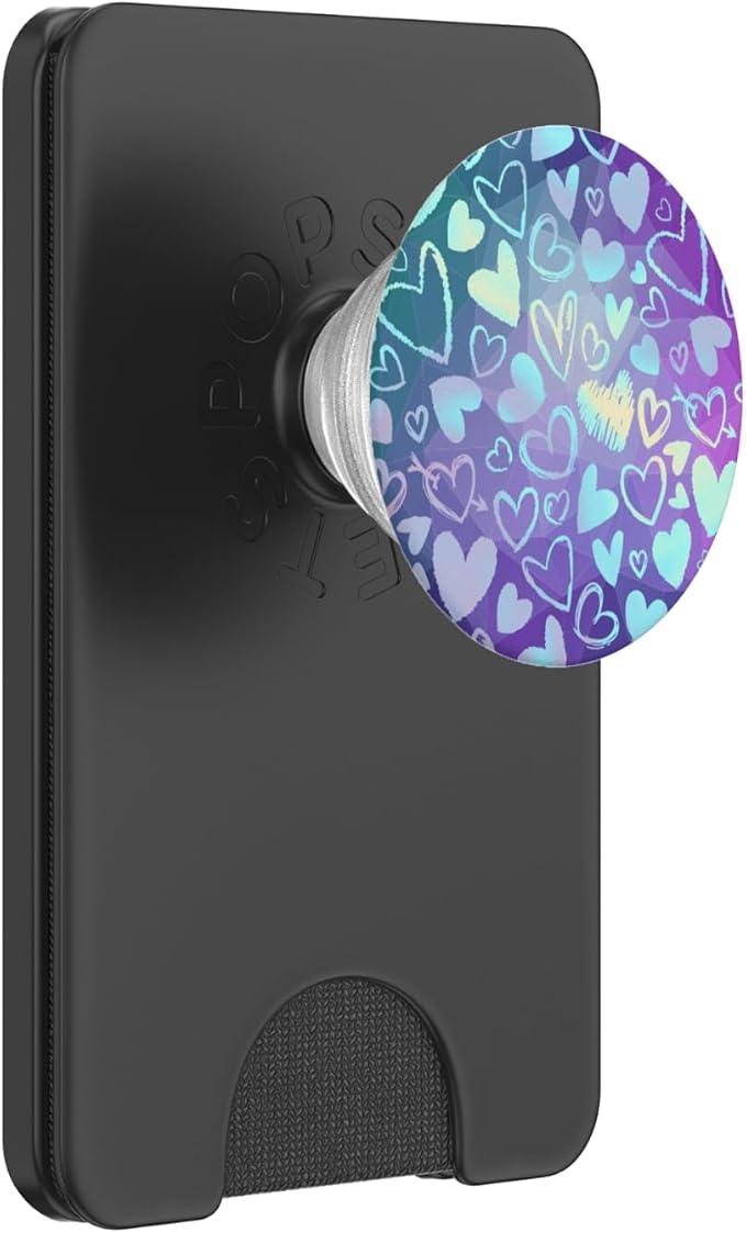 Rainbow Modern Hearts Teal Purple Polygon PopSockets Adhesive PopGrip