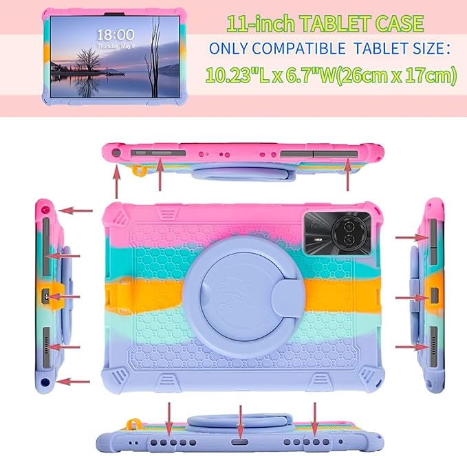 11-inch Android Tablet case for TABWEE T90/W90 360° Rotating case for Blackview 90 WiFi/DOOGEE U11/T30 Pro/T30 SE Tablets(Black)