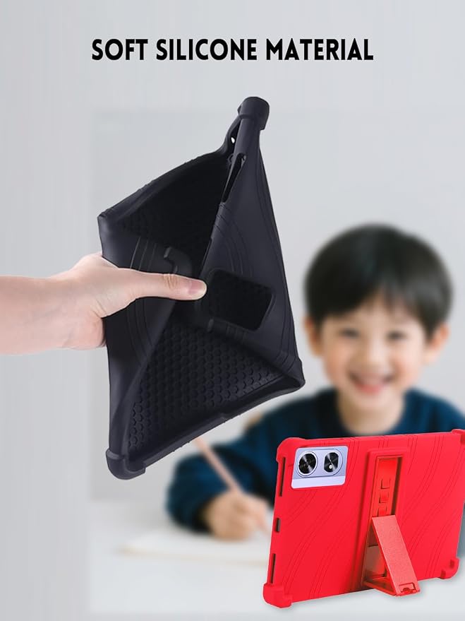 Case for POCKAM P11 Pro Android 16 Tablet 11 Inch (Black) | Soft Silicone Kids Friendly Protective Cover with Adjustable Stand Drop-Proof