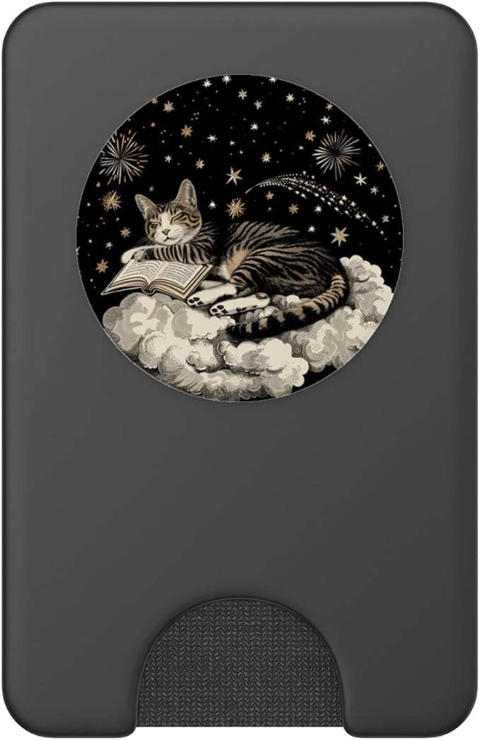 Cat Reading Book PopSockets Adhesive PopGrip