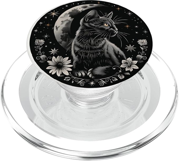 Moon Phase Astronomer Cat Lover Astronomy Stargazer PopSockets PopGrip for MagSafe