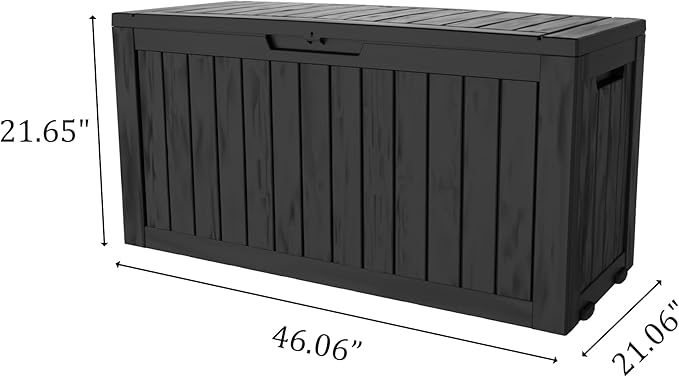 80GAL Black Resin Deck Box - Large Waterproof Storage for Patio Furniture, Pool Floats & Garden Supplies - Lockable, UV-Resistant for Backyards, Pool Decks