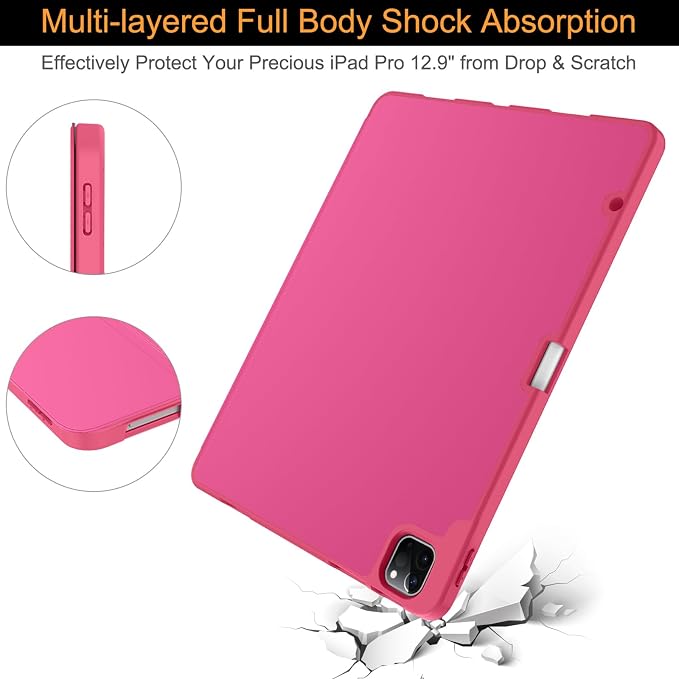 Soke Case for iPad Air 13 Inch (M4/M3/M22026-2024) iPad Pro 12.9 6th/5th Generation with Pencil Holder(2021 2022 Release)-[Apple Pencil Charging + Auto Wake/Sleep] Soft Back Cover Book Black