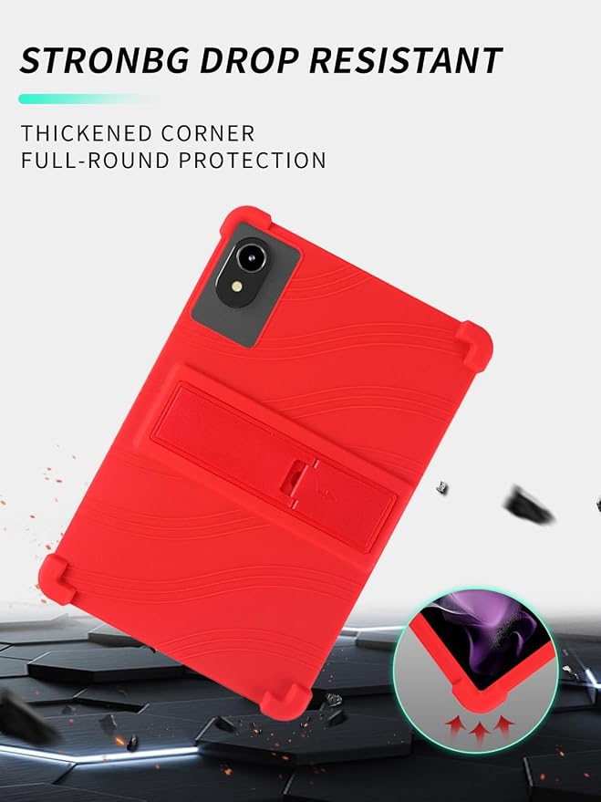 Case for ApoloMedia EP1095T 11 Tablet 2025 Android 15，WUNIAK Shock Proof Lightweight Stand Rubber Shell Protective CoverKids Friendly Soft Silicone Adjustable Stand CoverBlack
