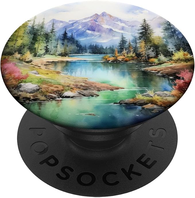 Watercolor Mountains Landscape Lake Nature PopSockets PopGrip for MagSafe