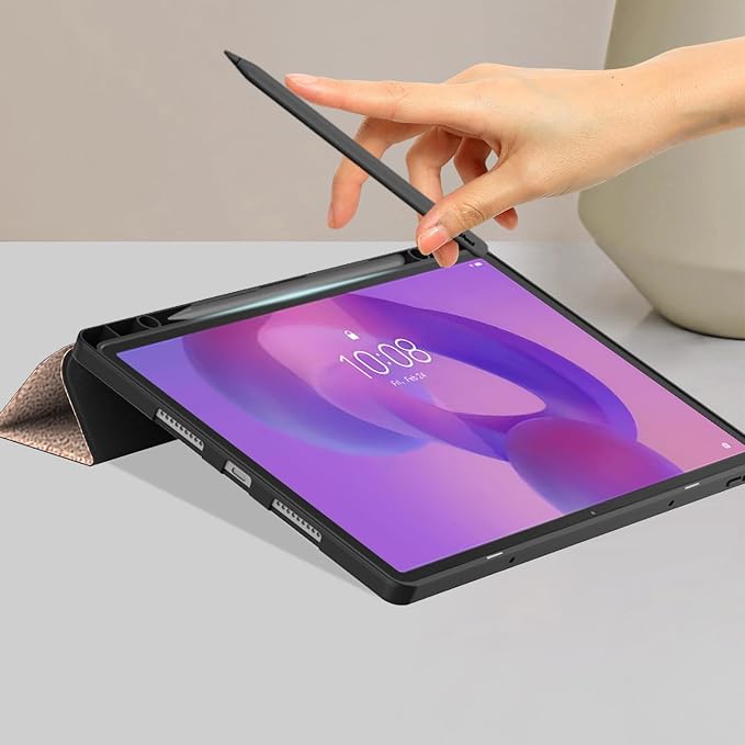 YRH for Idea Tab Pro 12.7 inch Case 2025 with Pen Holder Soft TPU Back Tablet Cover Case with Auto/Sleep (Black)