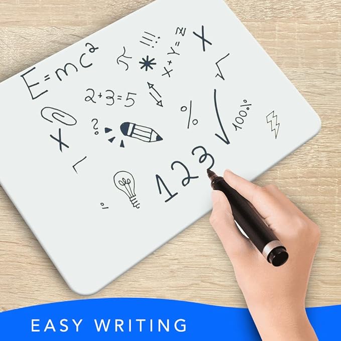 Small White Board- Small Dry Erase Board 4pk. with 4 Dry Erase Markers| Double Sided Lapboard Mini Dry Erase Board Perfect for Homeschool Supplies, Office, Classroom Ideal Dry Erase Board for Kids.