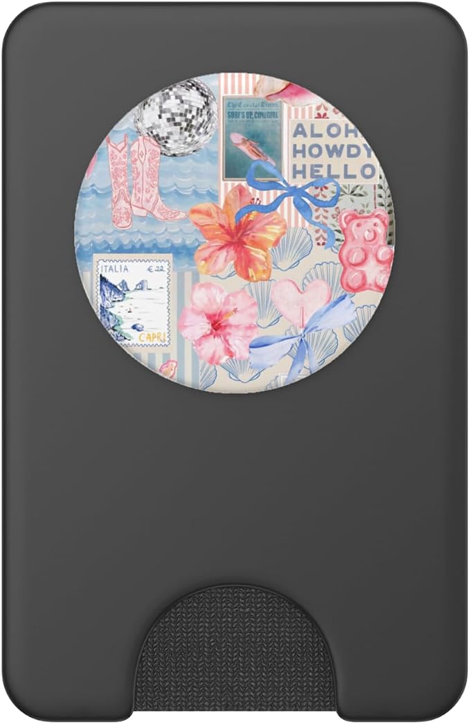 Beachy Blue Coquette Collage Cute Seashell Coastal Summer PopSockets PopWallet for MagSafe