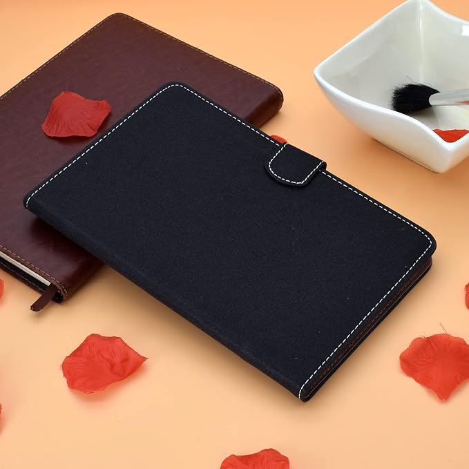Fire HD 8 Case Slim Folding Stand Auto Wake/Sleep Wallet Case with Cards/Cash Holder for Amazon Fire HD 8(8th/7th/6th Gen 2018/2017/2016 Release)-Black