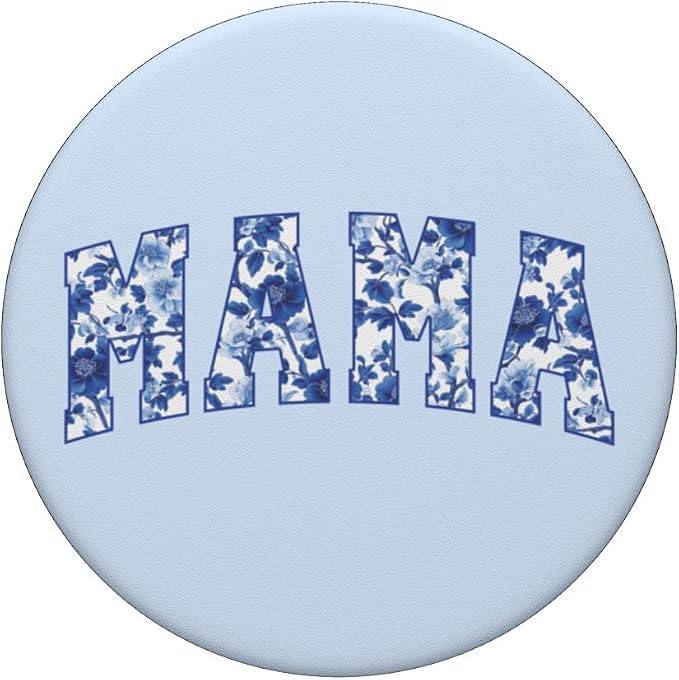 Mama Blue Chinoiserie Floral PopSockets PopGrip for MagSafe