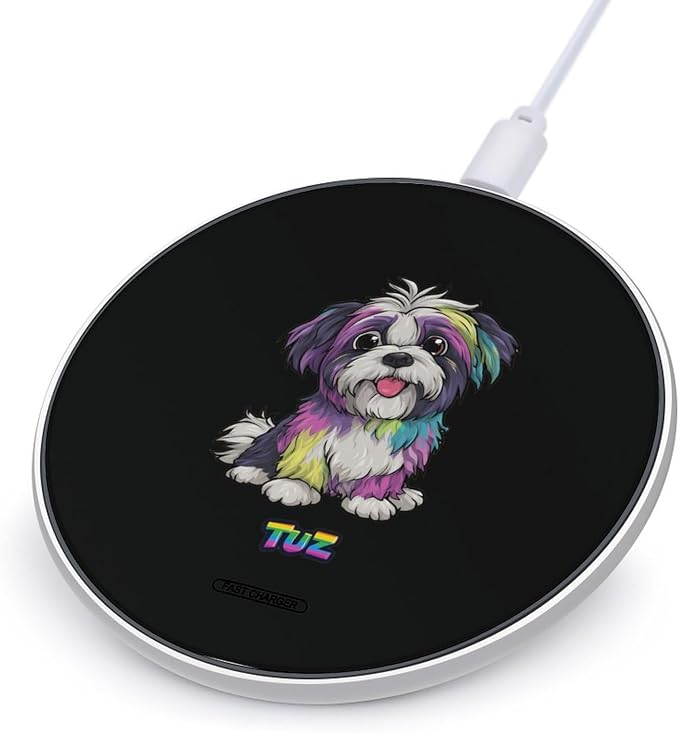 Colorful Shih Tzu Wireless Charger SlimWireless Charging Pad Anti-Slip Charger Mat for Men Women