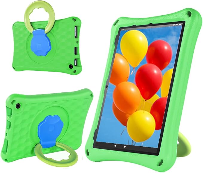 All-New Fire HD 10 Tablet Case for Kids(2023 Release)Incompatible with iPad SamsungLight Weight Shock Proof Handle Friendly 360 Rotating Grip Stand Kid-Proof Case (Green)