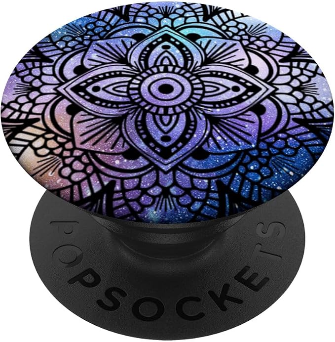 Trendy Purple Teal Flower Mandala Design Background PopSockets PopGrip: Swappable Grip for Phones &amp Tablets