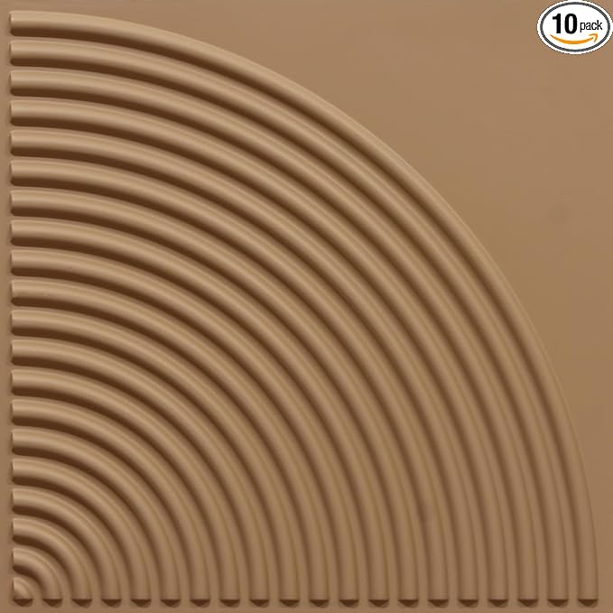 From Plain To Beautiful In Hours 9002 Arc Swell PVC 12 in x 12 in Peel and Stick Wall Panels (Covers / 10 sq.ft), Brown Candy, 10 Piece