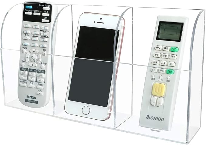 Clear Wall Tablet Holder Acrylic Wall Mounted Phone Holder for iPad Remote Control Holder Laptop Stand for eReader Storage Caddy with Charging Holes for Kindle iPhone