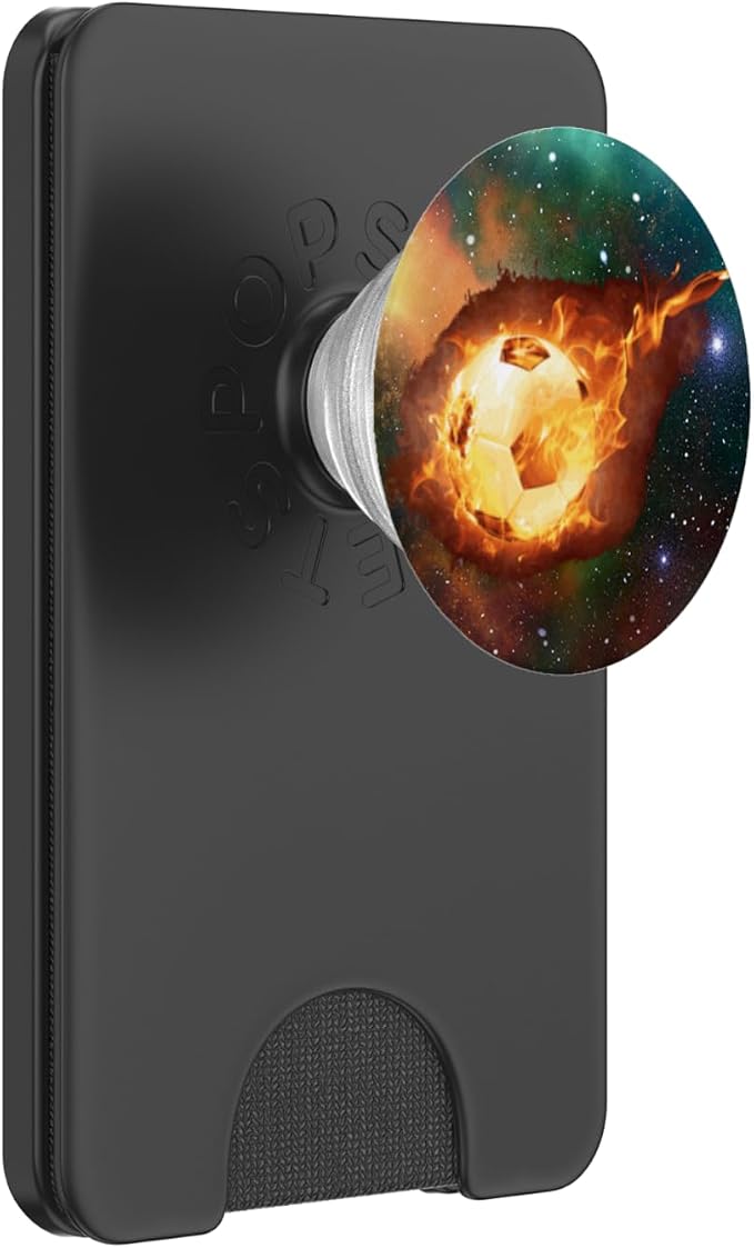 Galaxy Soccer Ball Pop Socket - Flaming Soccer Bal Futbol PopSockets Adhesive PopGrip