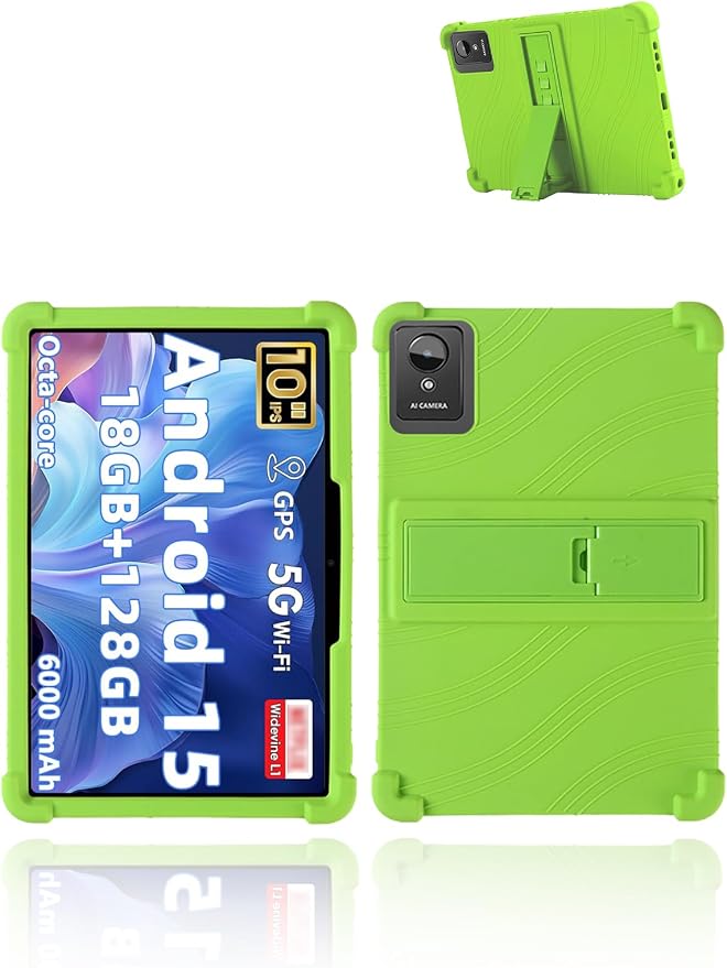 for Aobante K50 Android 15 15 Gaming Tablet10 2.5K Ultra Clear Display Tablet Model CaseSoft Silicone Adjustable Stand Cover Lightweight Kids FriendlyBlack.